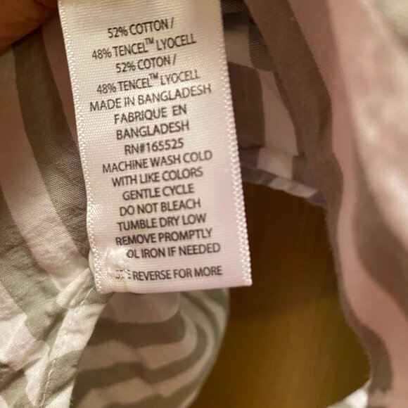 Women's Lola River Striped Button Up Shirt XL Green & White Cotton Preppy - Picture 4 of 5